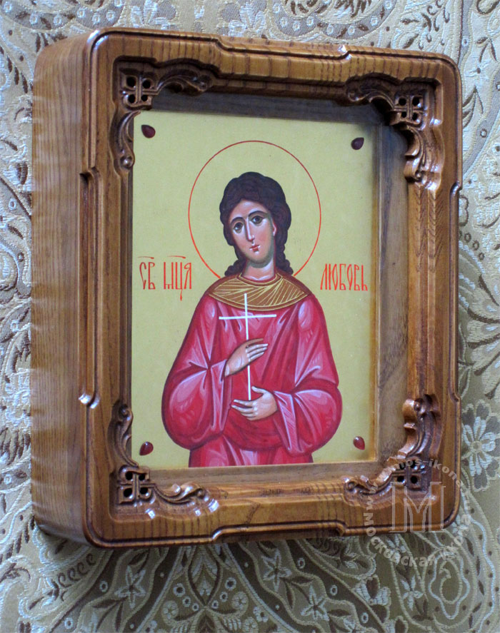 Икона на золоте в дубовом киоте Св. Любовь. 
