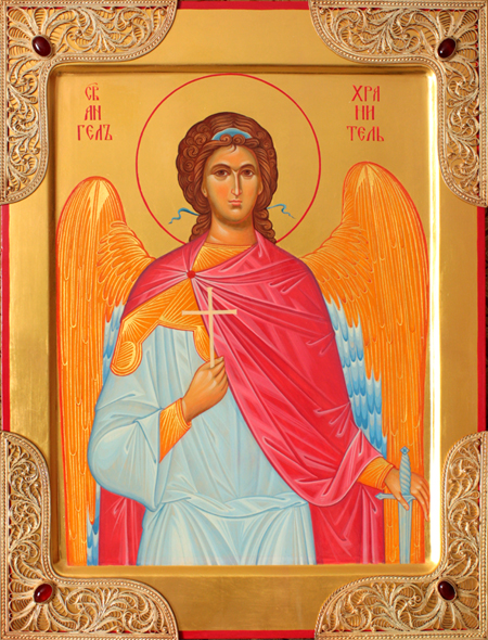 Святой Ангел - Хранитель. 2011г. 30/40 см . Золоченый оклад