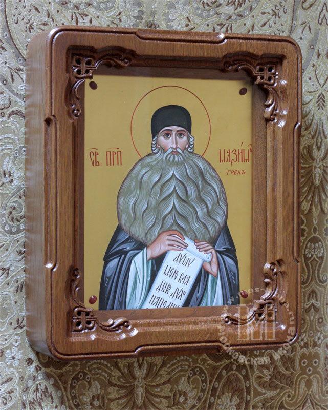 Св. прп. Максим Грек. 17/21 см, на золоте в дубовом киоте Св. прп. Максим Грек. 17/21 см, на золоте в дубовом киоте