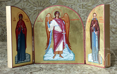 Семейный складень со Св. Ангелом-Хранителем, св. Татианой и св. Александром. 