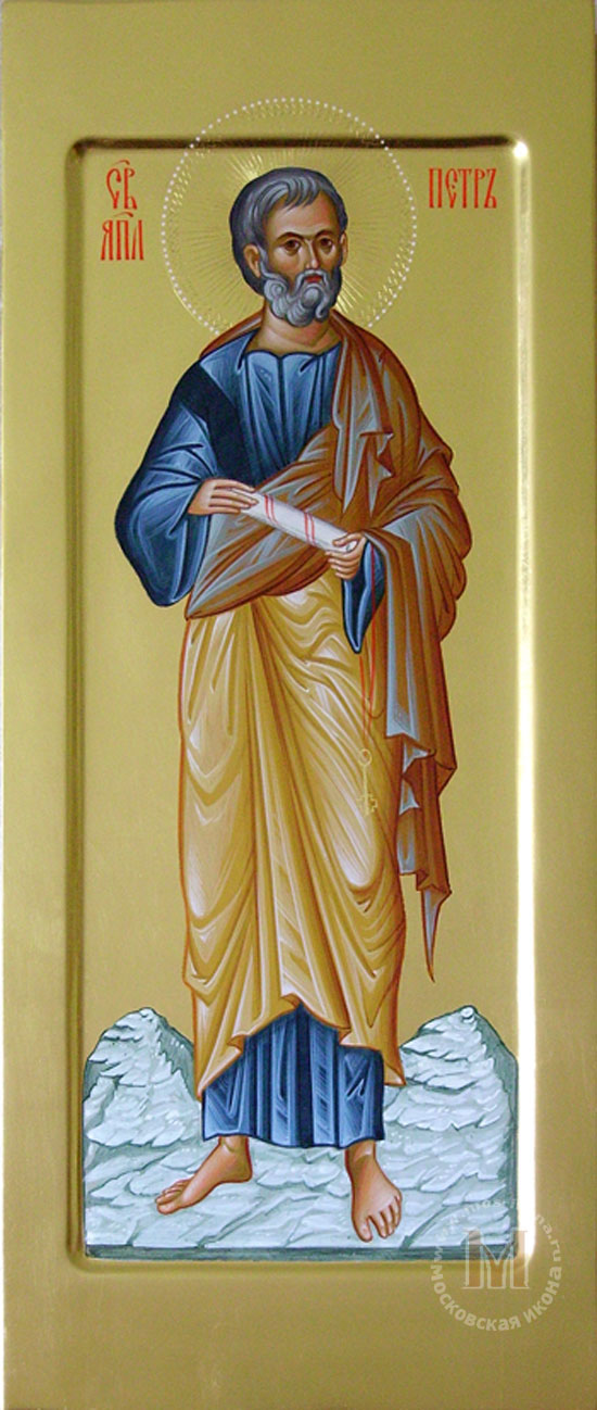 Св. апостол Петр.Мерная икона на золоте с резьбой по золоту
