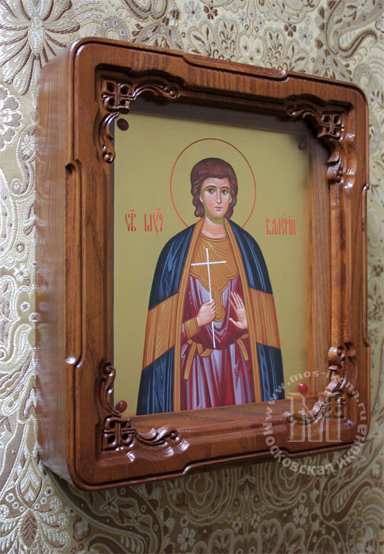 Св. Валерий . Золотой фон. Киот - массив дуба Св. Валерий . Золотой фон. Киот - массив дуба